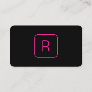 Cool Modern Pink Black Monogram or Company Letter Business Card