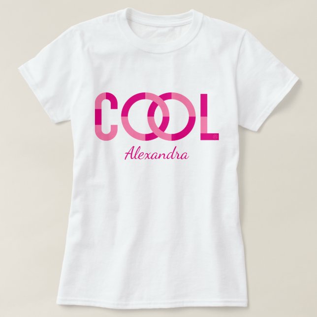 Cool | Modern Pink Typography Name Personalised T-Shirt (Design Front)