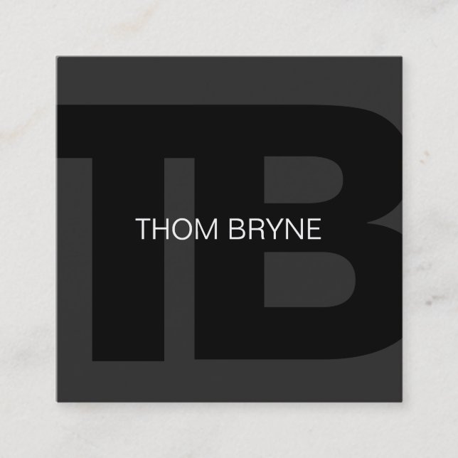 Cool Modern Professional Black 2 Letter Monogram Square Business Card (Front)