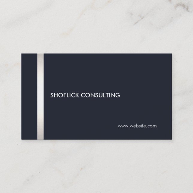 Cool Modern Professional  Navy Blue Silver Stripe Business Card (Front)