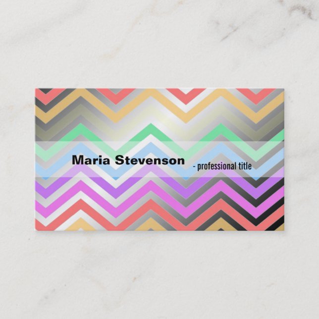 Cool, modern rainbow chevron professional business business card (Front)