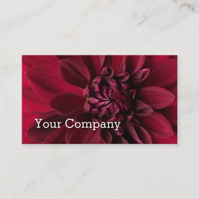 Cool Modern Red Dahlia Floral Business Card (Front)