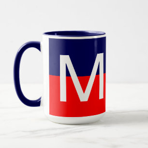 Cool Modern Red White and Blue Monogram Mug
