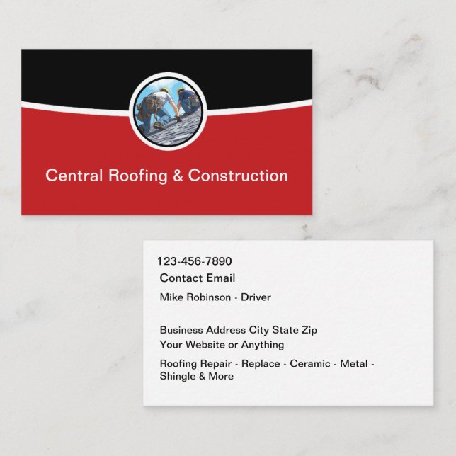 Cool Modern Roofing & Construction Business Card (Front/Back)