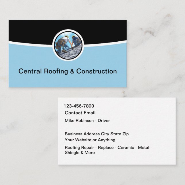 Cool Modern Roofing & Construction Business Card (Front/Back)
