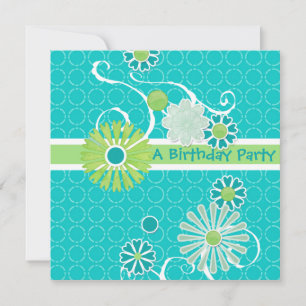 Cool Modern Scroll Swirl Flower Circle Dot Pattern Invitation
