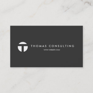 Cool Modern Silver Monogram Black Professional Business Card