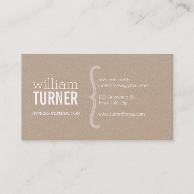 COOL MODERN simple text minimal trendy eco kraft Business Card (Front)