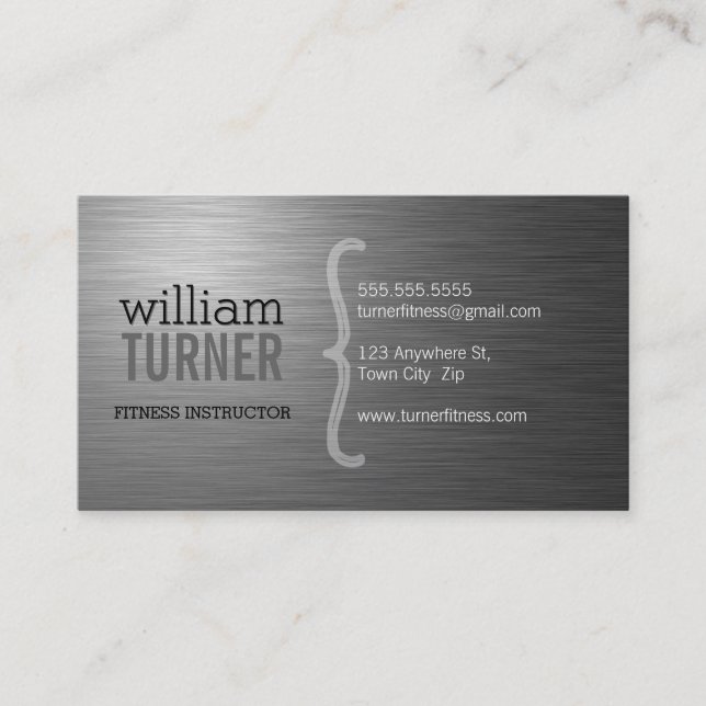 COOL MODERN simple text trendy stainless steel Business Card (Front)