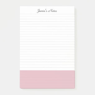 Cool Modern Simple White Colorblock Pink Lined  Post-it Notes