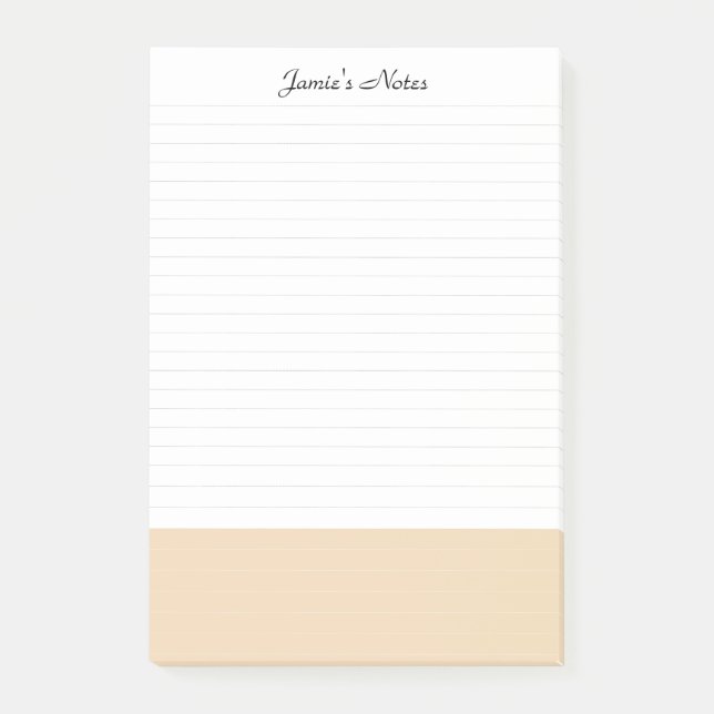 Cool Modern Simple White Pastel Orange Lined  Post-it Notes (Front)
