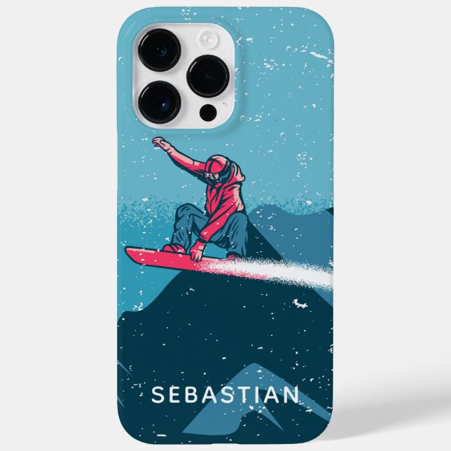 Cool Modern Snowboarding Winter Personalised Name Case-Mate iPhone Case (Back)