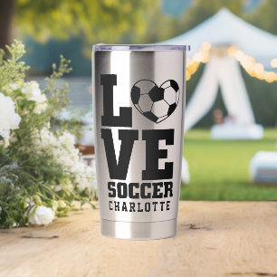 Cool Modern Soccer Love Personalised Name Insulated Tumbler