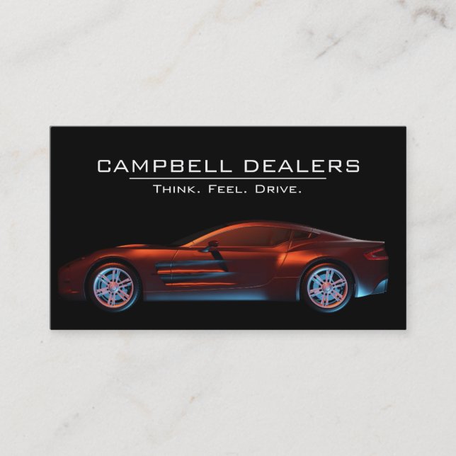 Cool Modern Sports Car Dealership Business Card (Front)