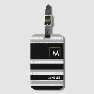 cool / modern, striped blk/white luggage tag