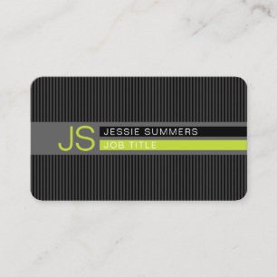 Cool Modern Stripes   Grey, Lime Green & Black Business Card
