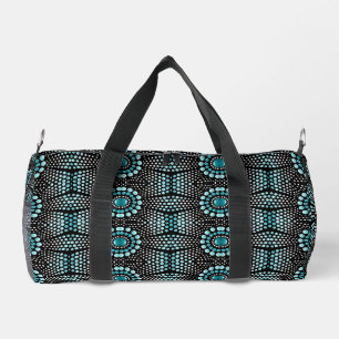 Cool Modern Stylish Teal on Black Popular Dot Art  Duffle Bag