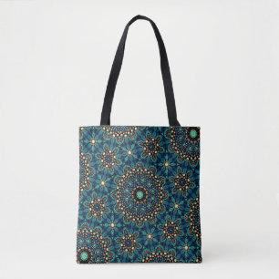 Cool Modern Teal Abstract Dot Art Pattern Tote Bag