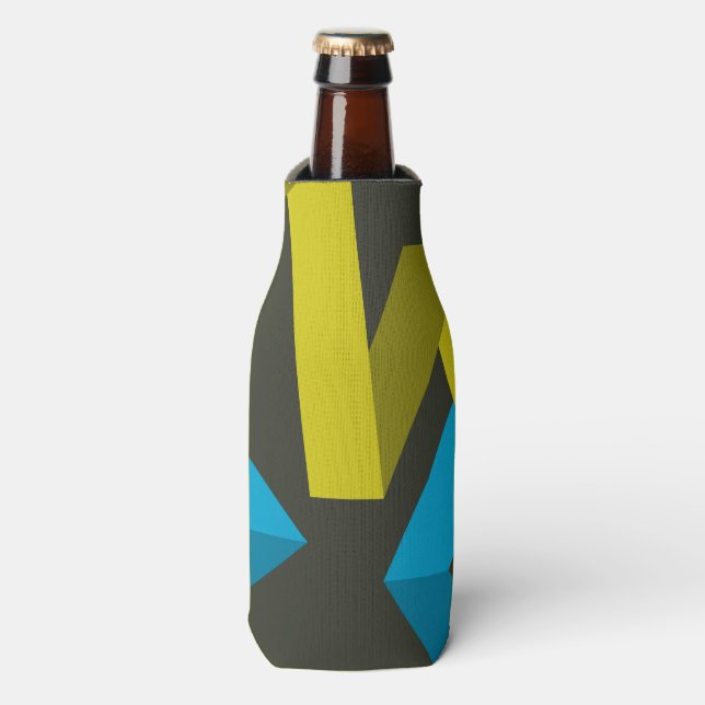 Cool, modern, trendy geometric ways flowing bottle cooler (Bottle Front)