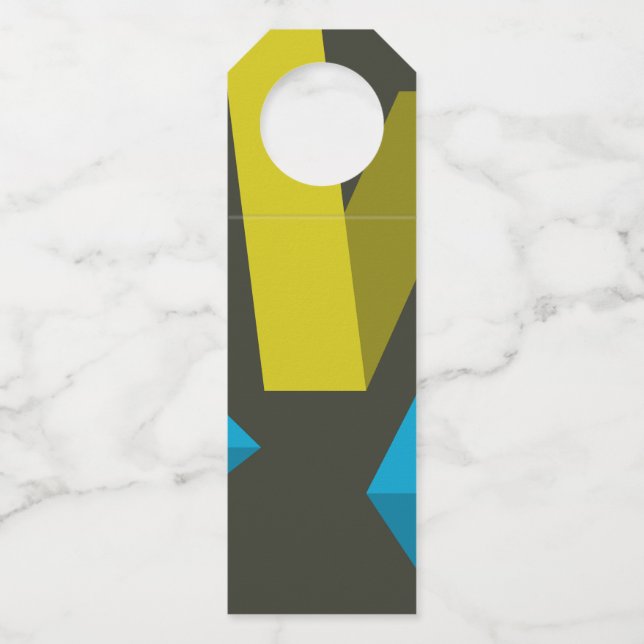 Cool, modern, trendy geometric ways flowing bottle tag (Front)