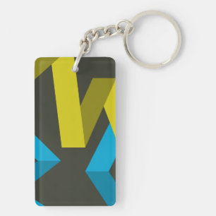 Cool, modern, trendy geometric ways flowing key ring