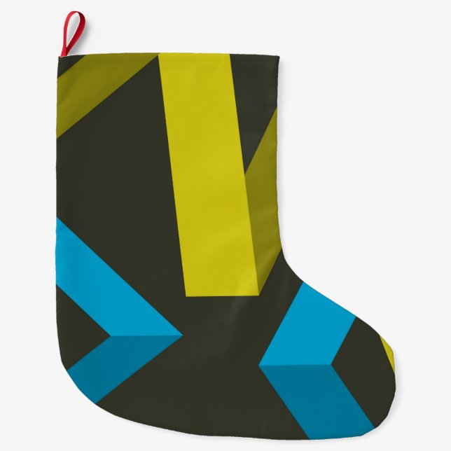 Cool, modern, trendy geometric ways flowing large christmas stocking (Front)