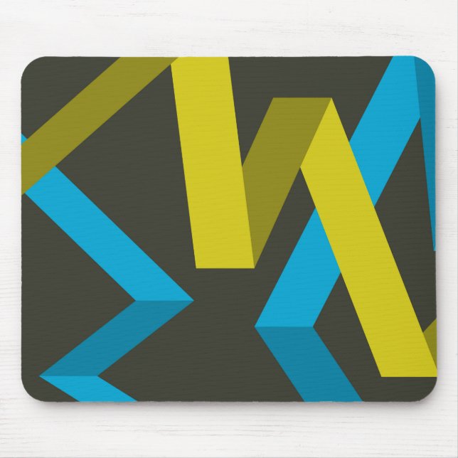 Cool, modern, trendy geometric ways flowing mouse mat (Front)