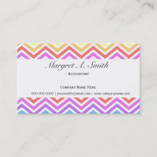 Cool, modern, trendy rainbow colourful chevron business card