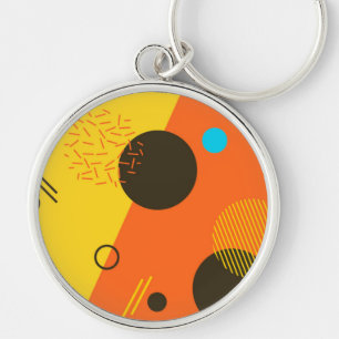 Cool, modern, trendy, urban Memphis illustration Key Ring