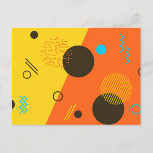 Cool, modern, trendy, urban Memphis illustration Postcard