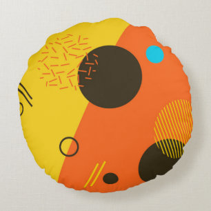 Cool, modern, trendy, urban Memphis illustration Round Cushion