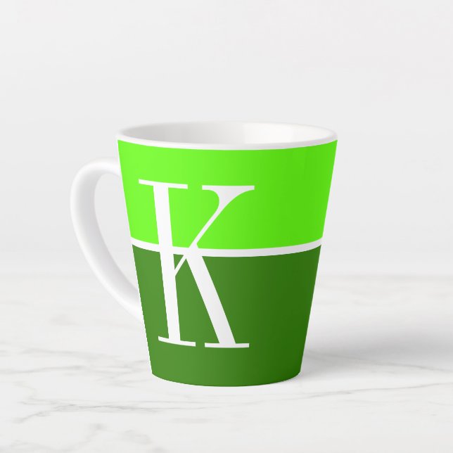 Cool Modern Two Tone Monogram Latte Mug (Left Angle)