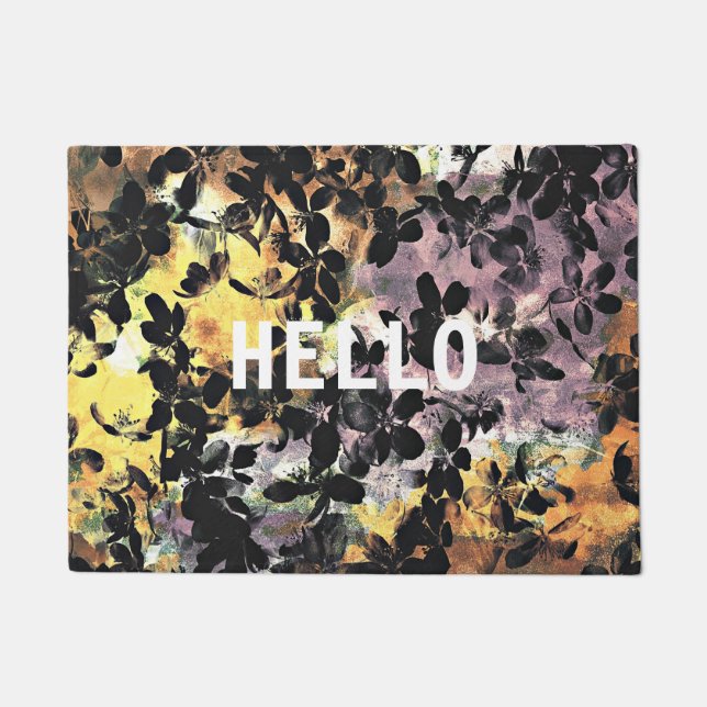 Cool modern unique flowers pattern art doormat (Front)