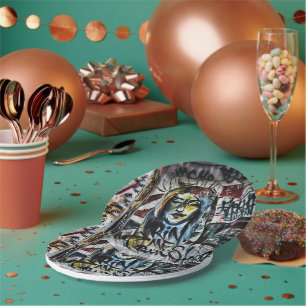 Cool Modern Urban Graffiti Street Art Paper Plate