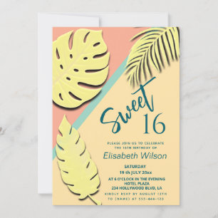 Cool modern whimsy pastel summer tropical   invitation