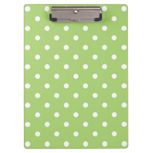cool, modern white and lime green polka dots clipboard