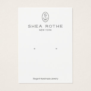 Cool Modern White Monogram Earring Display Card