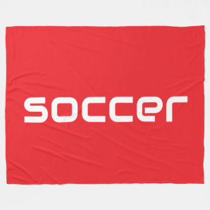 Cool Modern White SOCCER Text On Bright Red Fleece Blanket