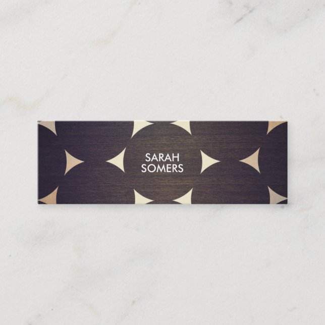 Cool, Modern Wood and Gold Circles Pattern Mini Business Card (Front)
