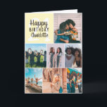 Cool modern yellow photos collage grid 21 birthday card<br><div class="desc">Cool modern yellow photos collage grid 21 birthday ,  add 8 of your friends favourite photo with a modern and cool elegant script font typography. Add your message inside.</div>
