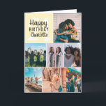 Cool modern yellow photos collage grid 21 birthday card<br><div class="desc">Cool modern yellow photos collage grid 21 birthday ,  add 8 of your friends favourite photo with a modern and cool elegant script font typography. Add your message inside.</div>