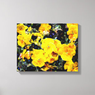 Cool modern yellow viola flower floral pattern art canvas print