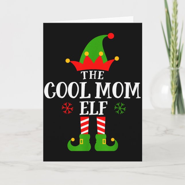 Cool Mom Elf Funny Matching Family Christmas Pajam Card (Front)