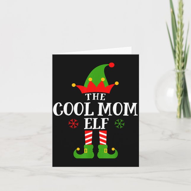 Cool Mom Elf Funny Matching Family Christmas Pajam Card (Front)
