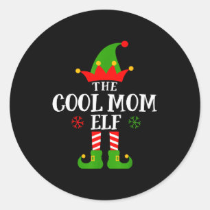 Cool Mom Elf Funny Matching Family Christmas Pajam Classic Round Sticker