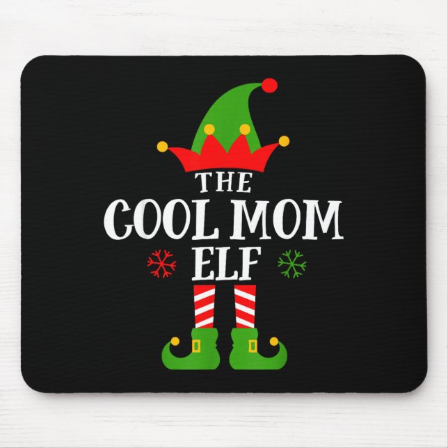 Cool Mom Elf Funny Matching Family Christmas Pajam Mouse Mat (Front)