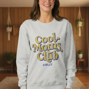 Cool Moms Club Retro Blue Yellow Text Style Design Sweatshirt