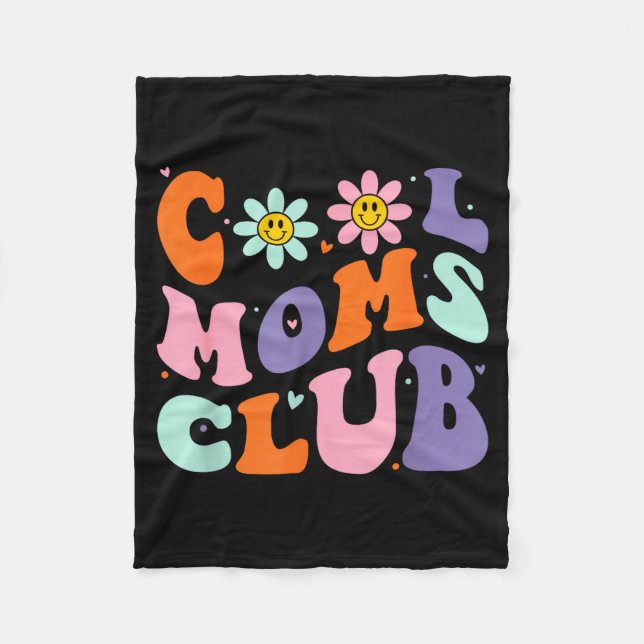 Cool Moms Club Retro Groovy Mom Mommy Mama Mothers Fleece Blanket (Front)