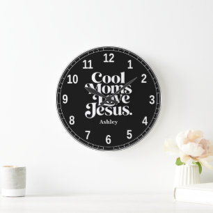 Cool Moms Love Jesus Large Clock