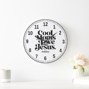 Cool Moms Love Jesus Large Clock
